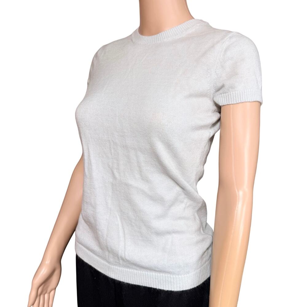 Y2K Banana Republic Womens Knit Sweater Angora Rabbit Hair Short Sleeve Blue XS